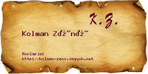 Kolman Zénó névjegykártya